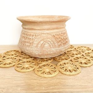 Rainbow Etched Terra Cotta White Clay Planter Pot